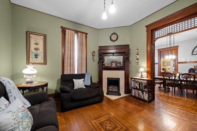 428 N Main St, Trenton, KY 42286 - living room featuring hardwood / wood-style flooring and an inviting chandelier