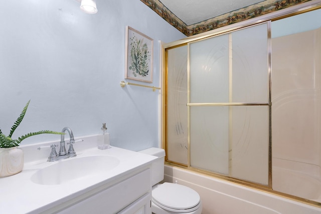 1206 Peter Pan Rd, Lookout Mountain, GA 30750 - bathroom with toilet, shower / bath combination with glass door, and vanity