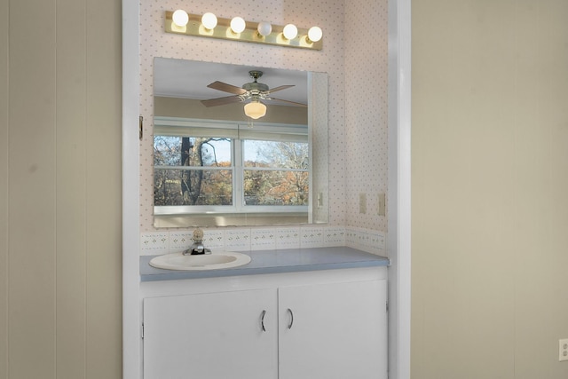 1206 Peter Pan Rd, Lookout Mountain, GA 30750 - bathroom featuring a ceiling fan and vanity