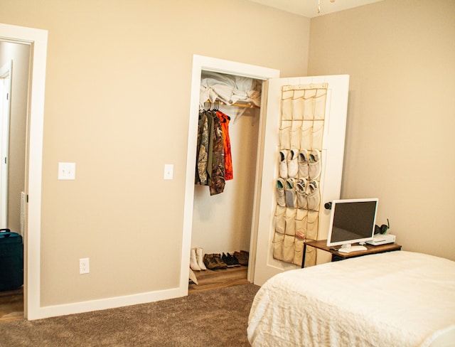 bedroom with a closet and carpet