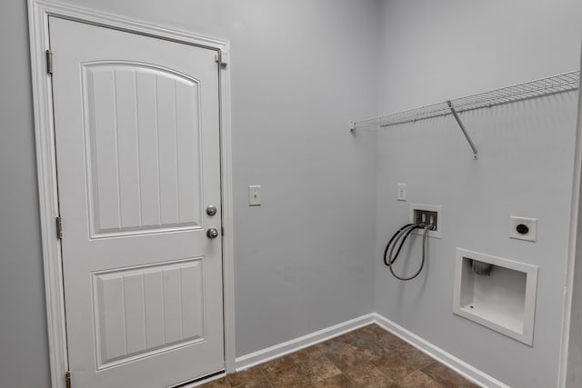 washroom with electric dryer hookup and hookup for a washing machine