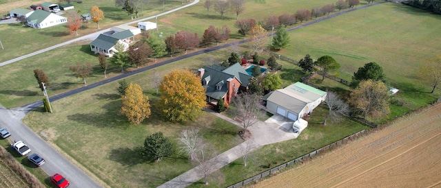 bird's eye view with a rural view