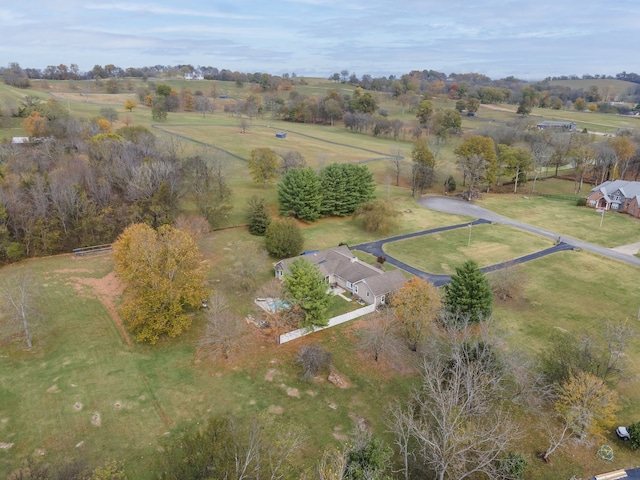 aerial view featuring a rural view