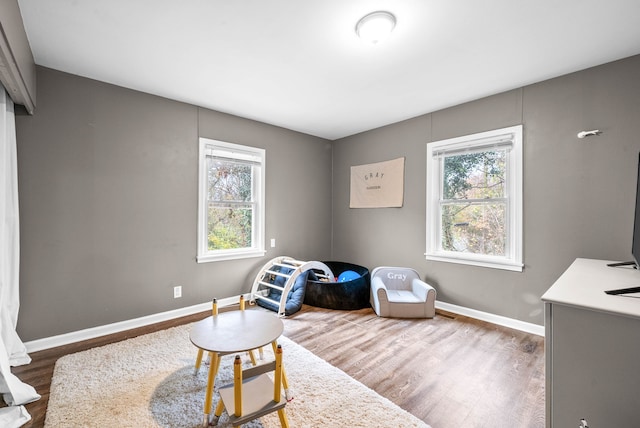 sitting room with hardwood / wood-style floors