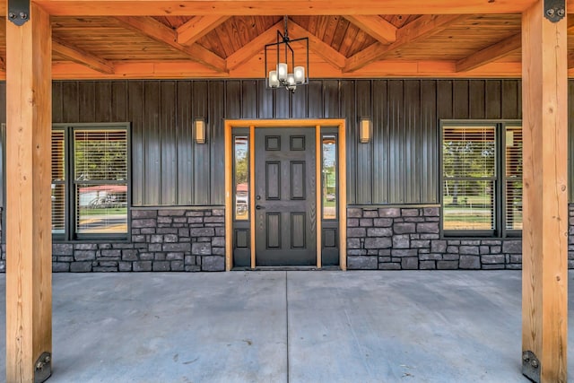 doorway to property with a porch