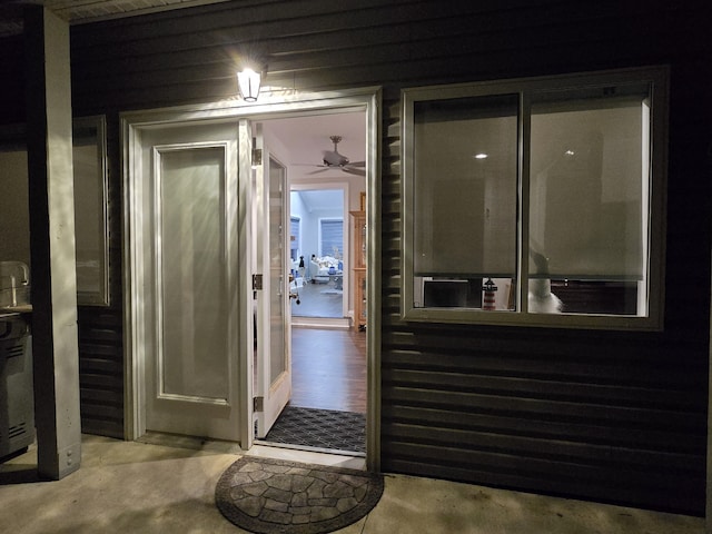 entryway with concrete floors