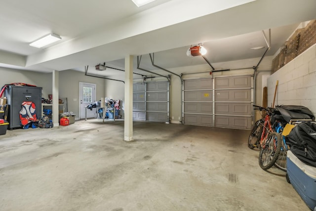 garage with a garage door opener