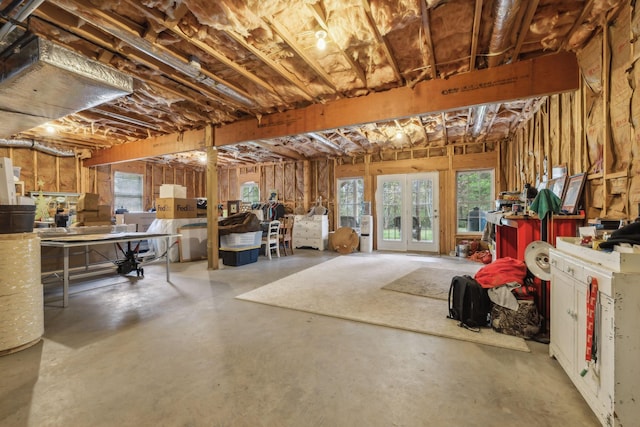 basement with french doors