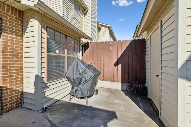 view of patio / terrace featuring a grill