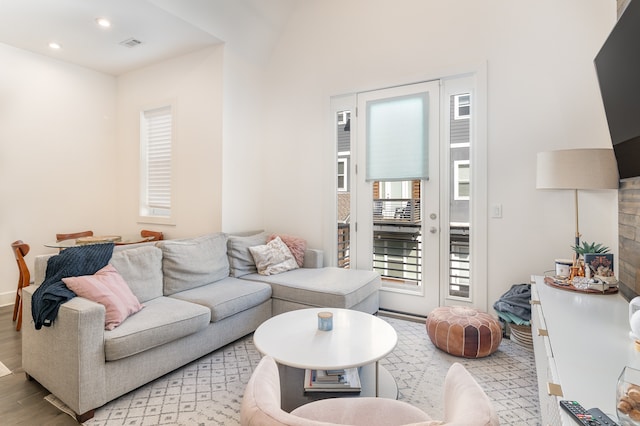 living room featuring light hardwood / wood-style flooring