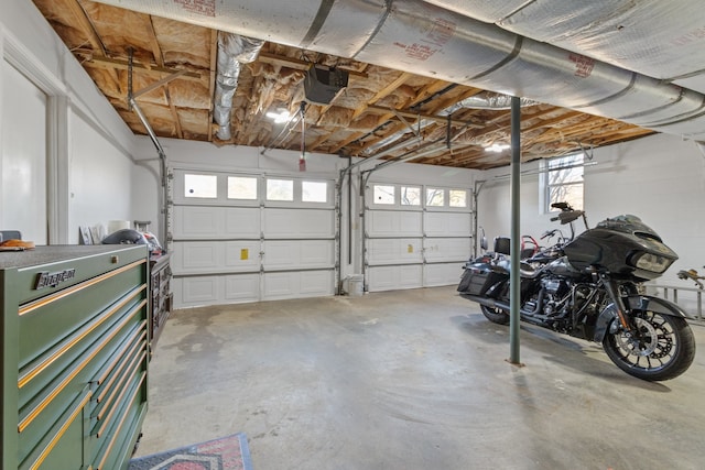 garage with a garage door opener