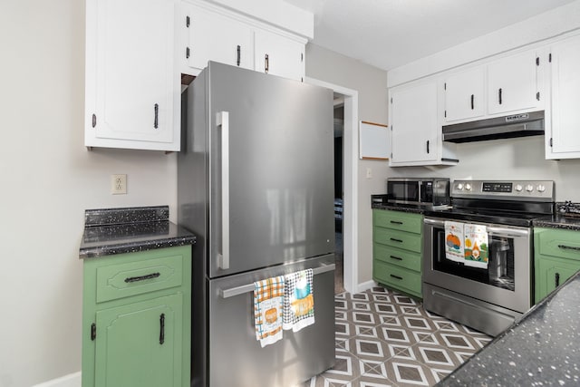 kitchen featuring white cabinetry and stainless steel appliances