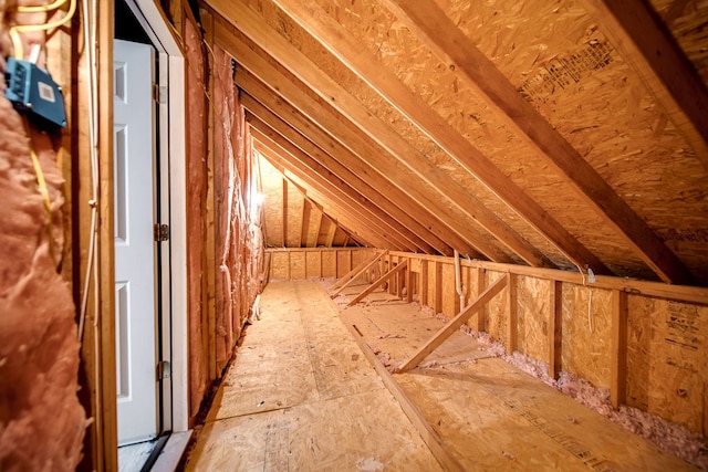 view of unfinished attic