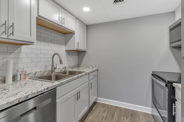 kitchen with white cabinets, sink, and stainless steel appliances