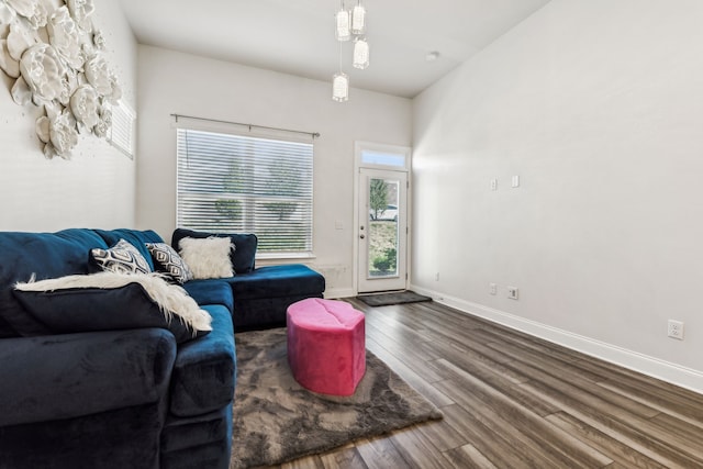 living room featuring wood-type flooring