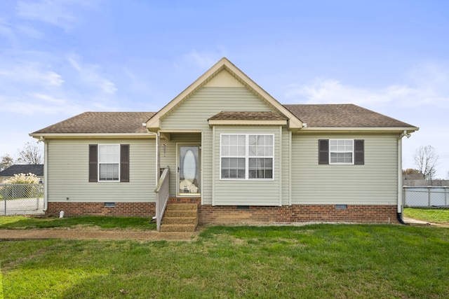 view of front of property with a front lawn