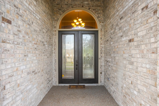 property entrance with french doors