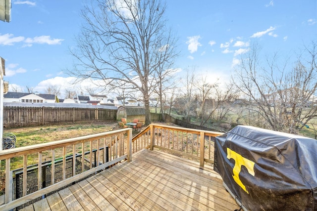 deck featuring grilling area