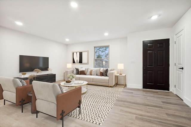 living room featuring light hardwood / wood-style flooring