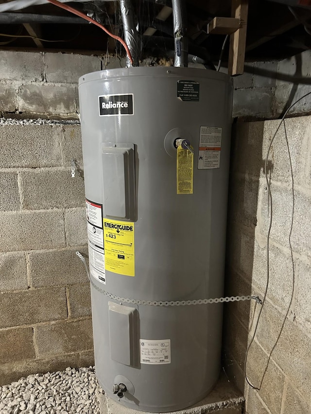 utility room with electric water heater