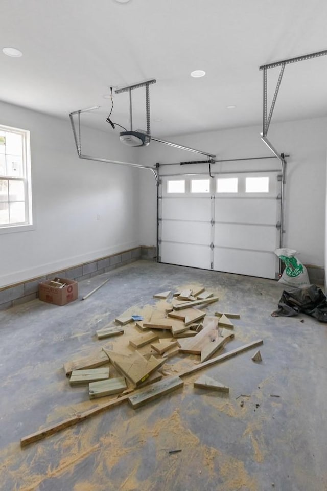 garage with a garage door opener