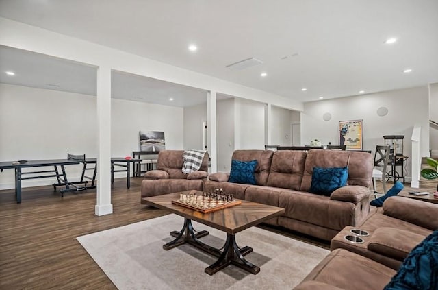 living room with hardwood / wood-style floors