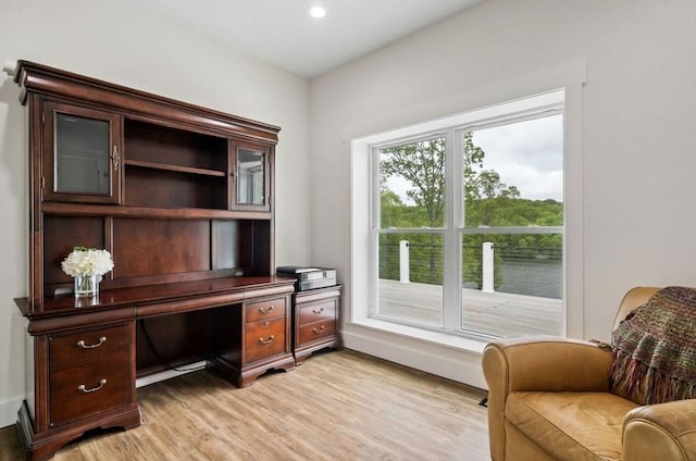 office featuring light wood-type flooring