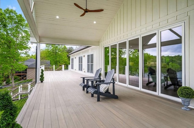 deck featuring ceiling fan