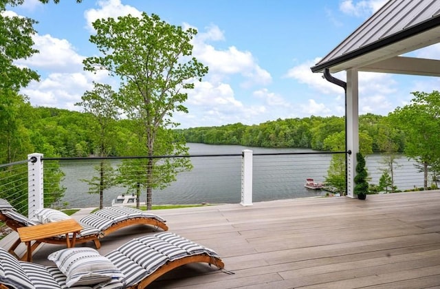 deck with a water view