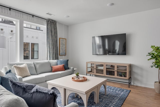 living room featuring light hardwood / wood-style floors