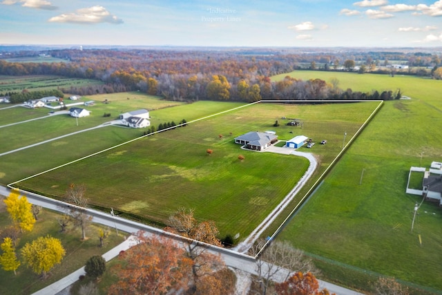 aerial view with a rural view