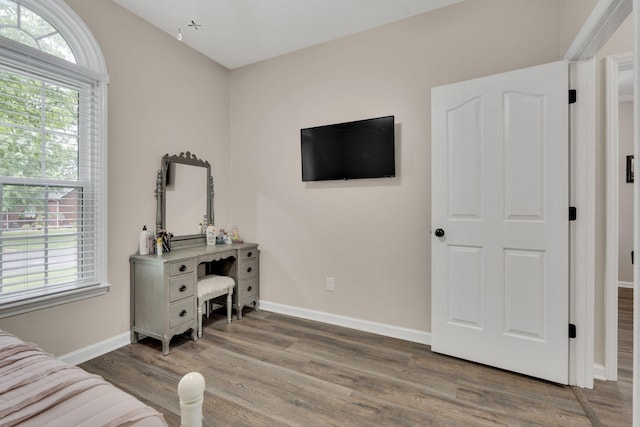 sitting room featuring hardwood / wood-style floors and a healthy amount of sunlight