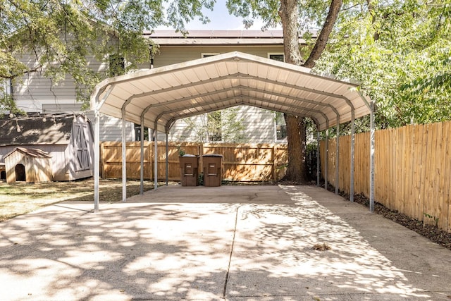 view of parking / parking lot with a carport