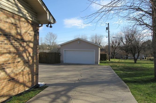 garage with a yard