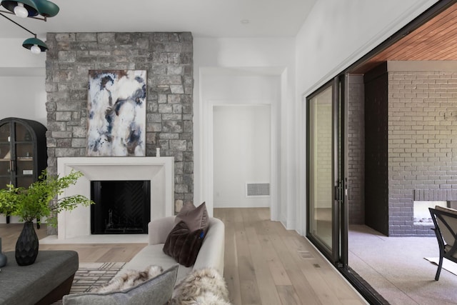 living room featuring light hardwood / wood-style floors