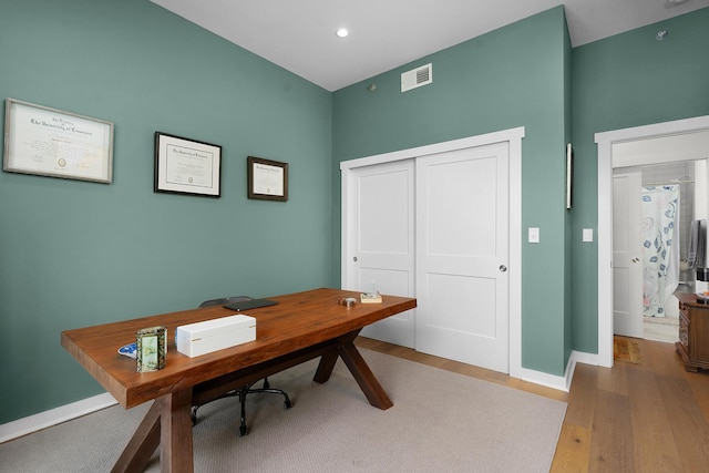 office featuring wood-type flooring