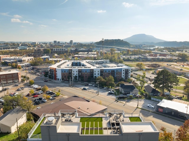 drone / aerial view with a mountain view