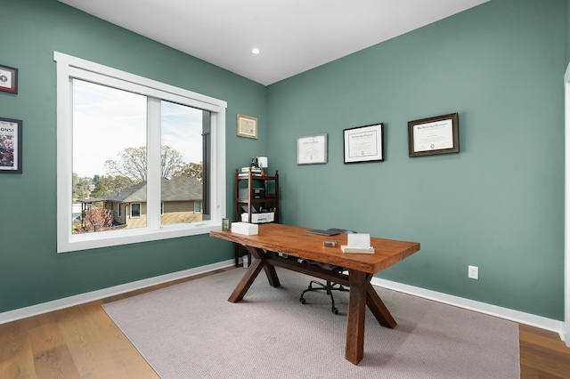 office featuring hardwood / wood-style floors