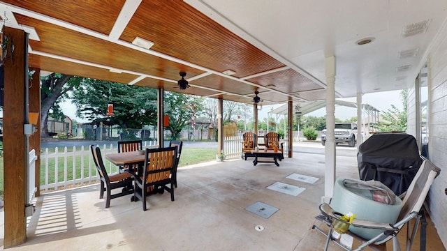 view of patio with ceiling fan