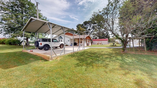 view of yard with a carport