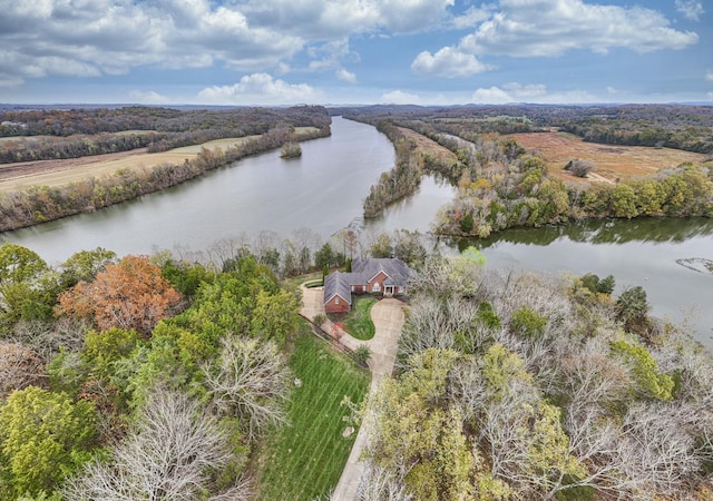 aerial view featuring a rural view and a water view