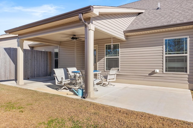 view of patio / terrace featuring ceiling fan