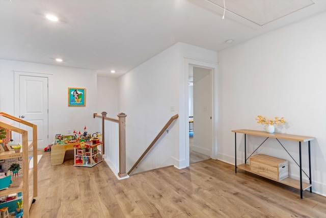 hallway with light wood-type flooring