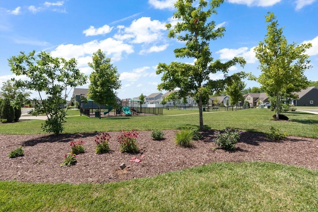 view of yard with a playground