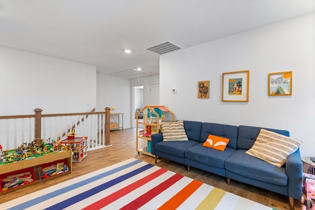 living room with hardwood / wood-style floors