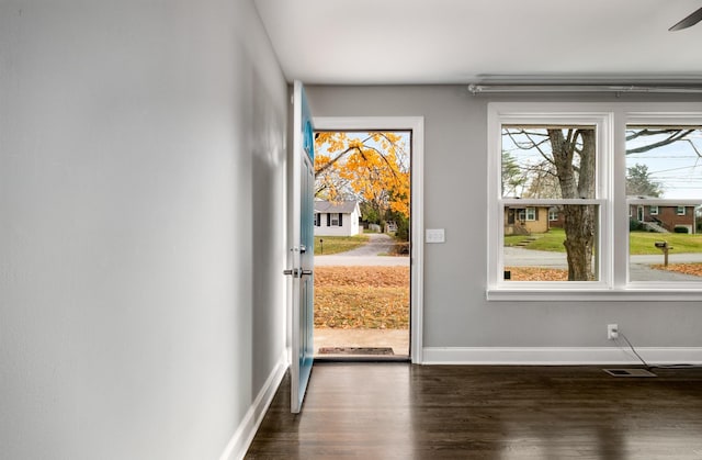 doorway to outside featuring dark hardwood / wood-style floors