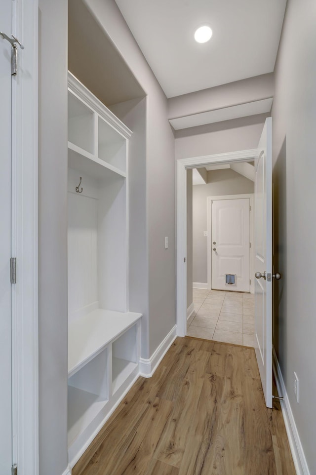 mudroom featuring light hardwood / wood-style flooring