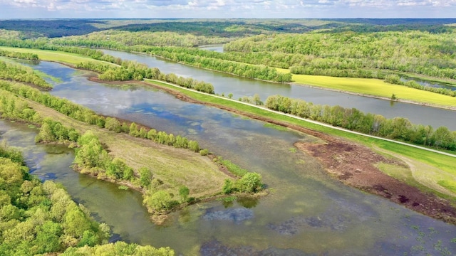 bird's eye view featuring a water view