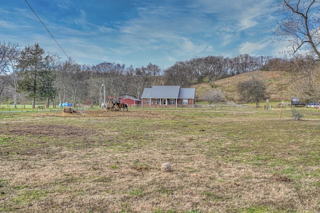 view of yard with a rural view