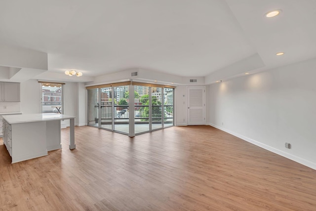 unfurnished living room with light hardwood / wood-style floors